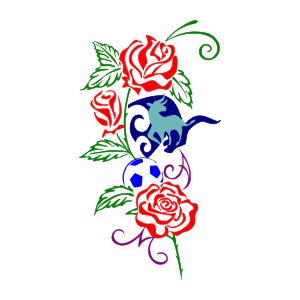 Month of May tribal tattoo with roses and
bulls