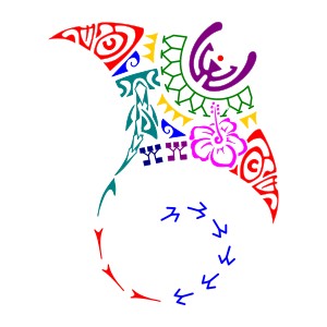 Feminine Polynesian manta tattoo for the
back