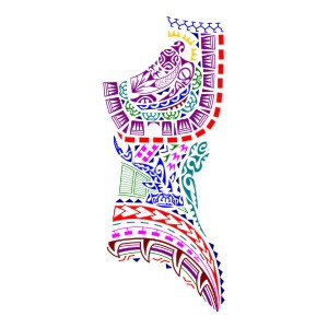 Polynesian pec and torso male tattoo