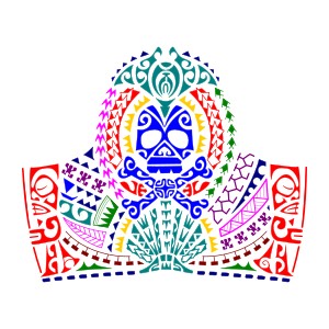 Polynesian style jolly roger half sleeve
tattoo