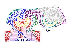 Polynesian style half sleeve and pec
extension tattoo