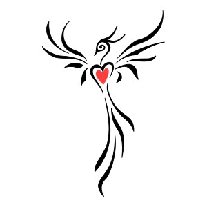 Heart phoenix tattoo